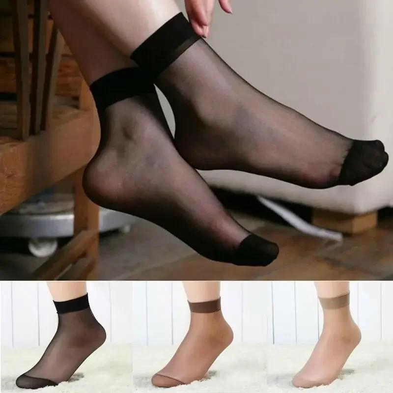 Meias Descartáveis para Experimentar Botas e Sapatos, Meias de Nylon Altas até o Tornozelo para Mulheres, Meias Transparentes para Uso Temporário