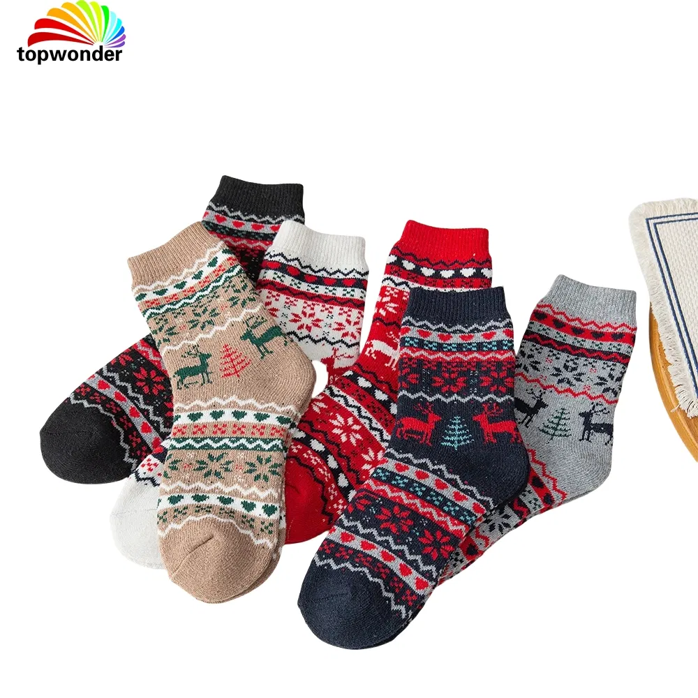 Meia Térmica Grossa de Inverno com Design de Rena de Natal 3