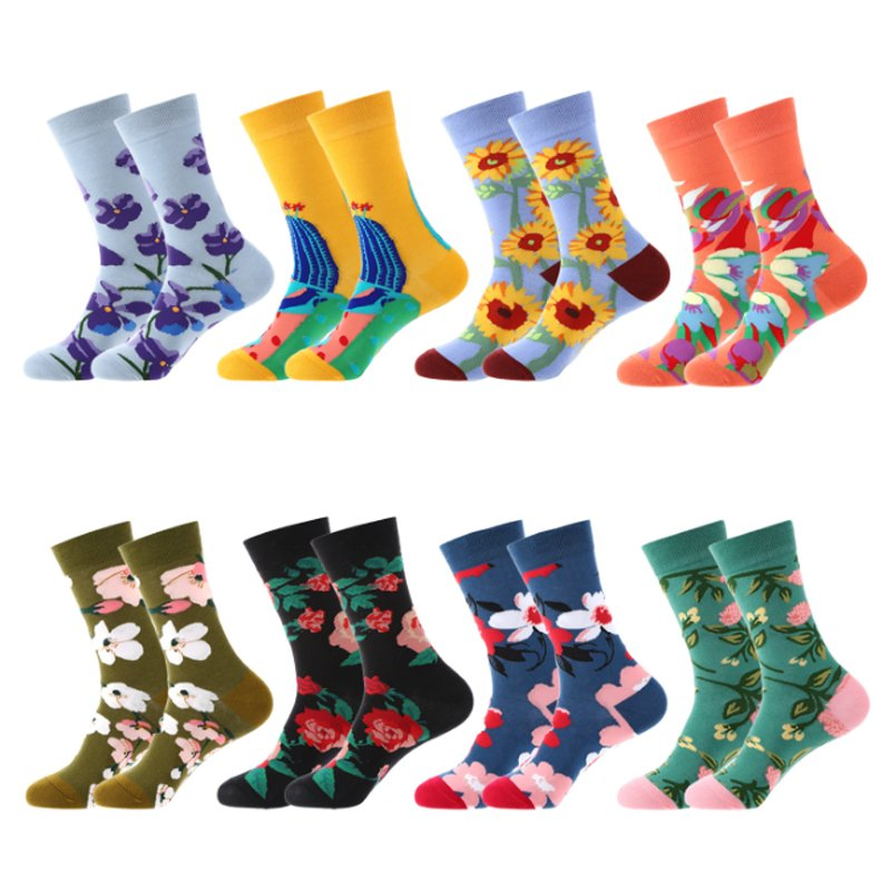 Meias de Algodão Personalizadas por Atacado 100 Moda Designer Felizes Meias Masculinas Crew Personalizadas OEM Melhor Novidade Divertidas Coloridas Engraçadas Meias de Algodão de Bambu