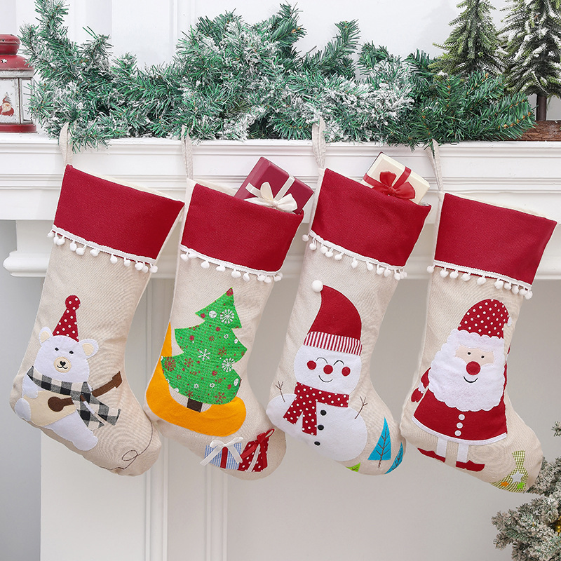 Sacos de presente de Natal, decoração de Natal para crianças, meias de presente