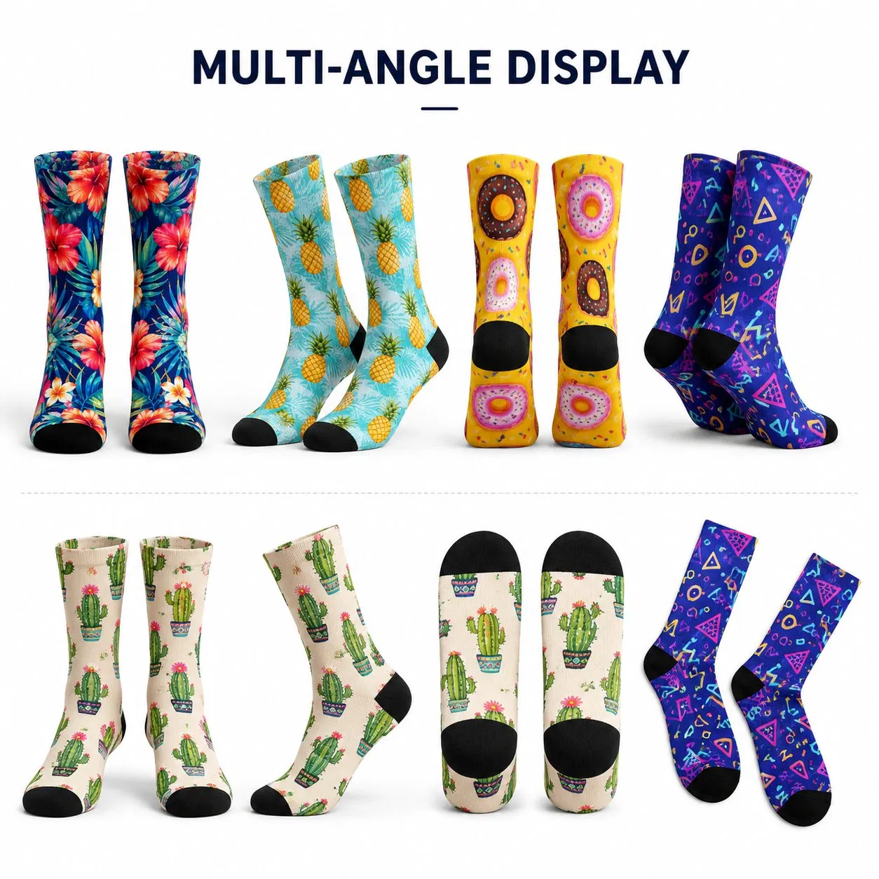Custom Polyester 3D 360 Degree Digital Printed Socks Mens Fashion Sumblimation Printing Crew Socks