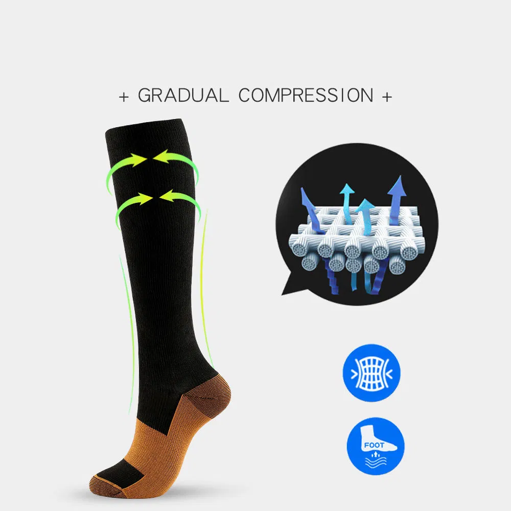 Meias de Compressão Atlética de Alta Elasticidade em Nylon para Esportes ao Ar Livre e Corrida