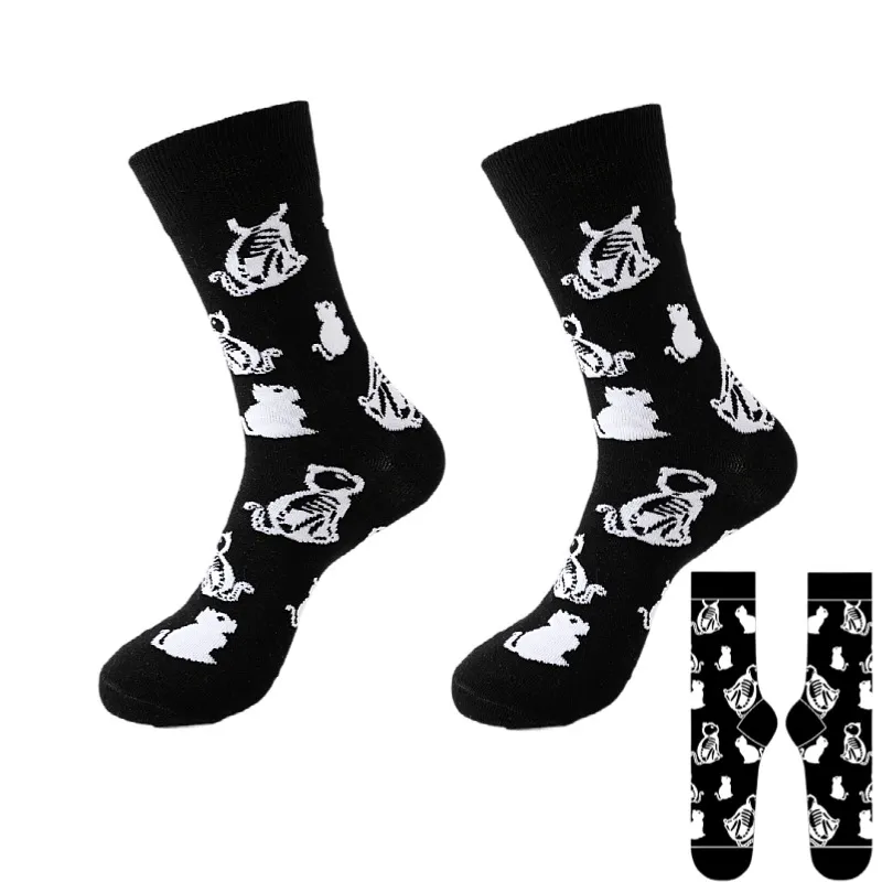 Meias Curtas de Algodão Preto Estampadas 2