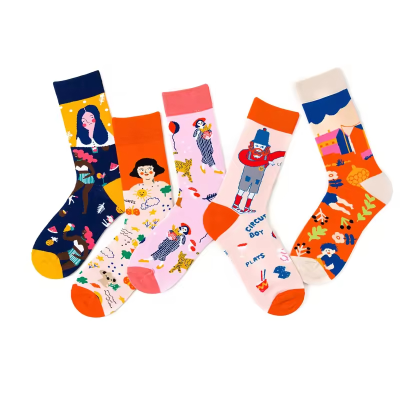 Meias de Algodão Personalizadas para Mulheres, Respirável, Engraçadas, Inspiradas em Frutas e Animais Coreanos, Moda de Rua, Estilo Colorido, Primavera