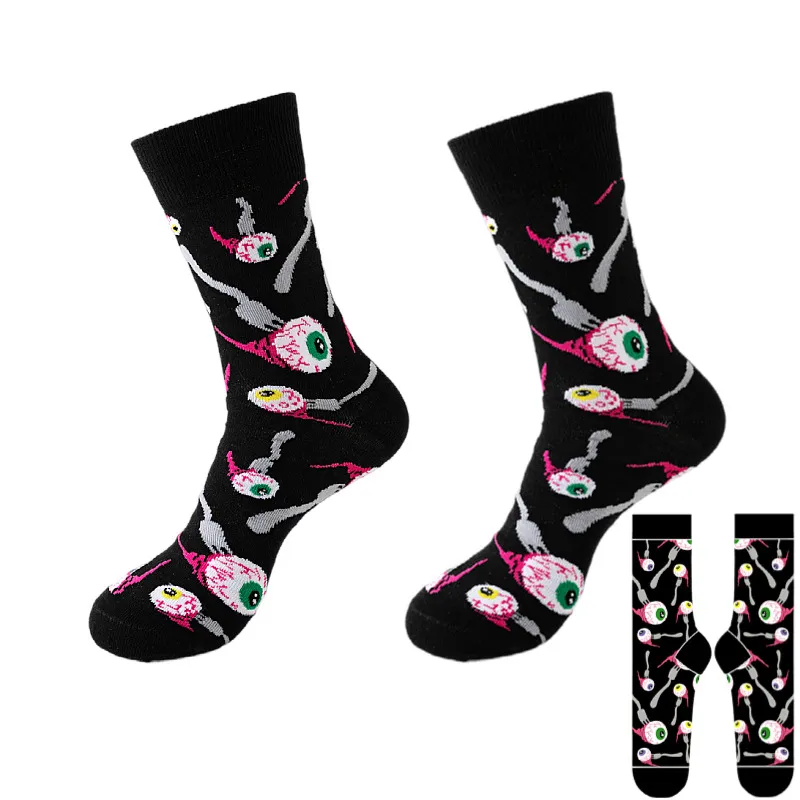 Meias Curtas de Algodão Preto Estampadas 1