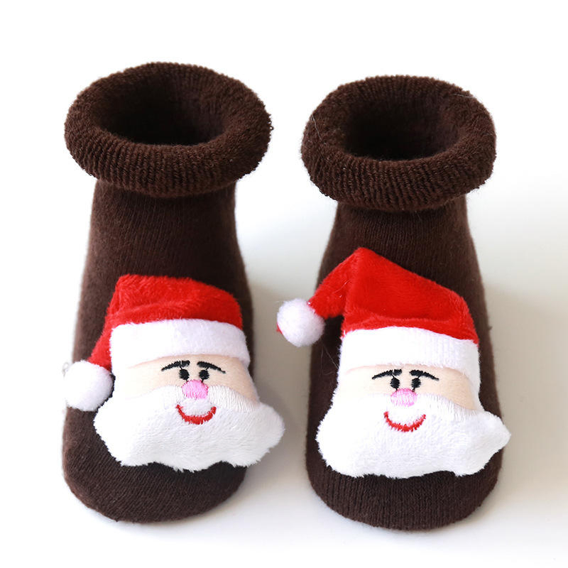 Meias de Natal Grossas para Bebês Recém-Nascidos Meias de Lã para Bebês Meias de Chão para Bebês