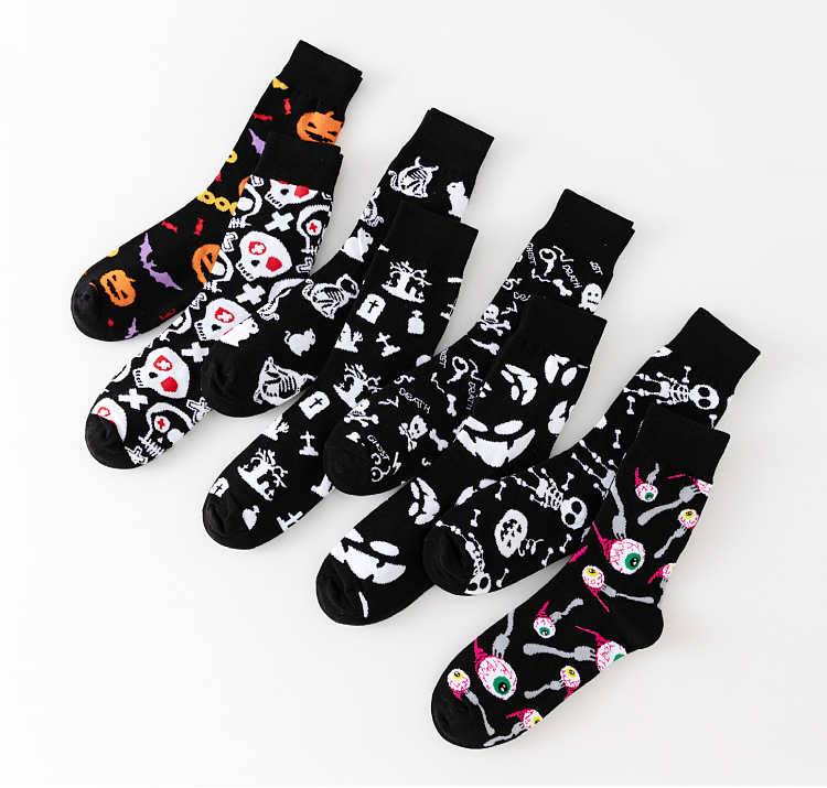 Customizable Black Cool Patterns Printed Pure Cotton Short Socks