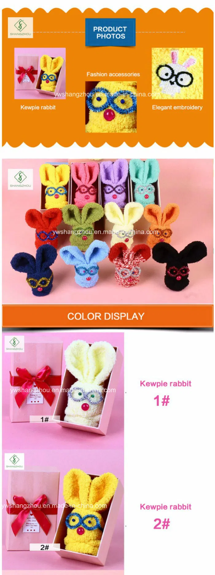 Meias de Design Novo Kewpie Coelho Caixa de Presente Personalizada para Crianças