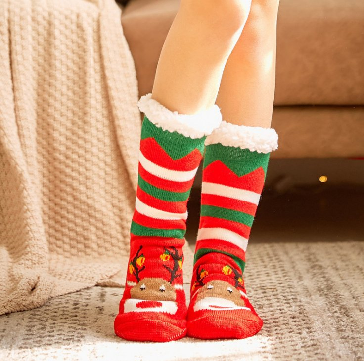 Meias de Inverno Quentes de Lã Fofas de Acrílico Confortáveis para o Natal em Cabana de Sherpa para Uso Interno