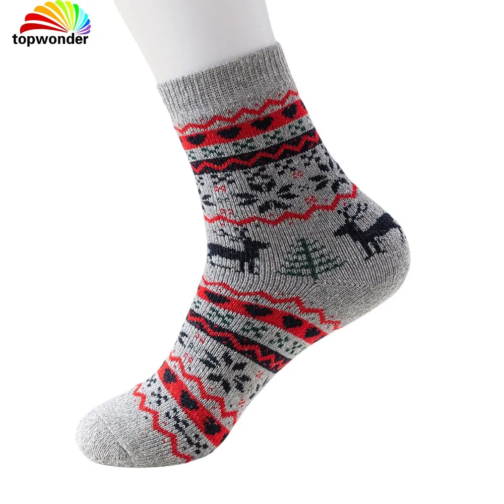 Personalize e Atacado Meia Térmica Grossa de Inverno com Design de Rena de Natal em Muitas Cores e Modelos a Preços Baixos