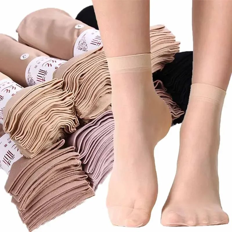 Meias Descartáveis para Experimentar Botas e Sapatos, Meias de Nylon Altas até o Tornozelo para Mulheres, Meias Transparentes para Uso Temporário
