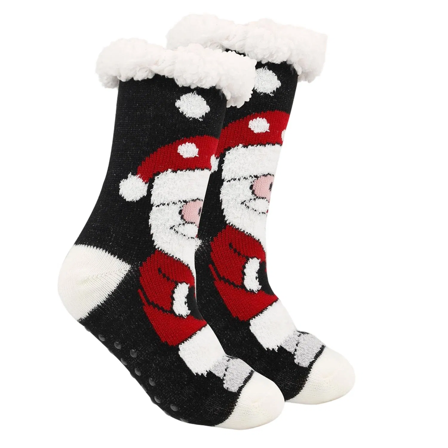 Meias de Natal para Mulheres com Grip Térmicas Quentes Felpudas Forradas de Fleece para Dormir