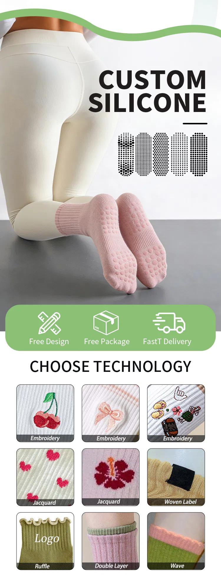 Novos Produtos Meias de Yoga Personalizadas com Grip de Silicone Antiderrapante para Prática de Yoga