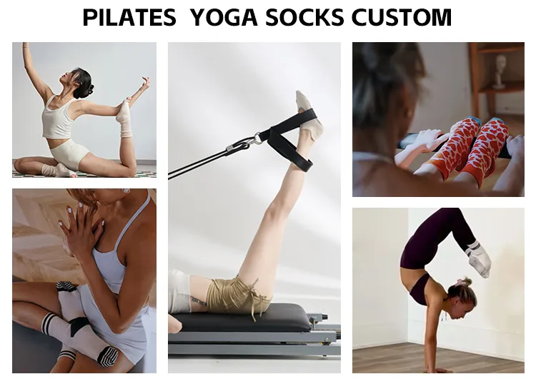 Meias esportivas antiderrapantes personalizadas de alta qualidade com opções de cores minimalistas para yoga e pilates