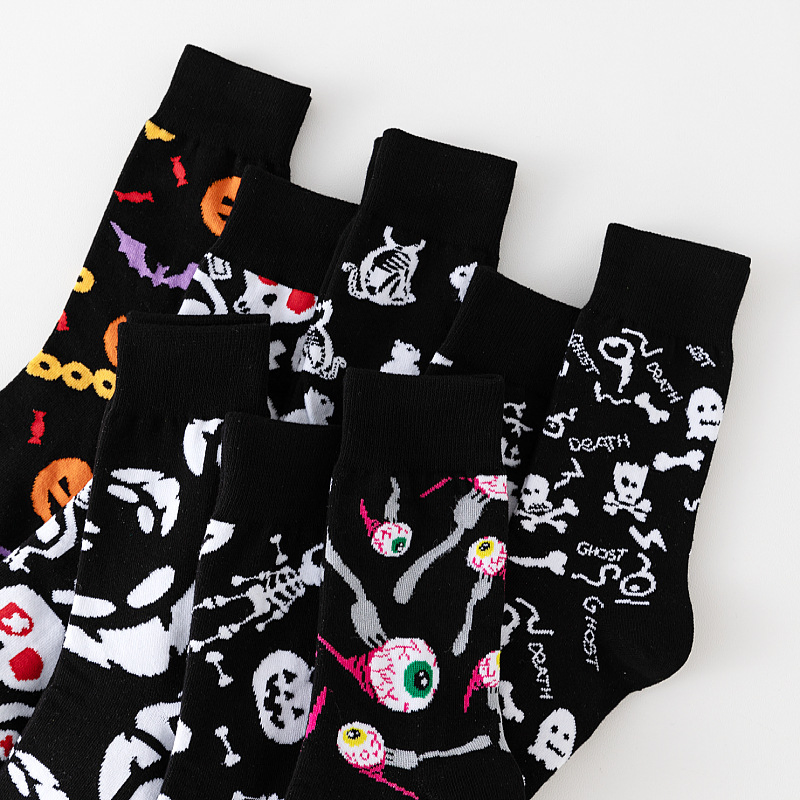 Customizable Black Cool Patterns Printed Pure Cotton Short Socks