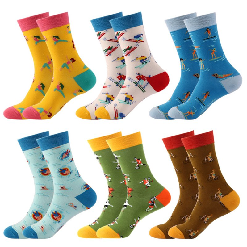 Meias de Algodão Personalizadas por Atacado 100 Moda Designer Felizes Meias Masculinas Crew Personalizadas OEM Melhor Novidade Divertidas Coloridas Engraçadas Meias de Algodão de Bambu