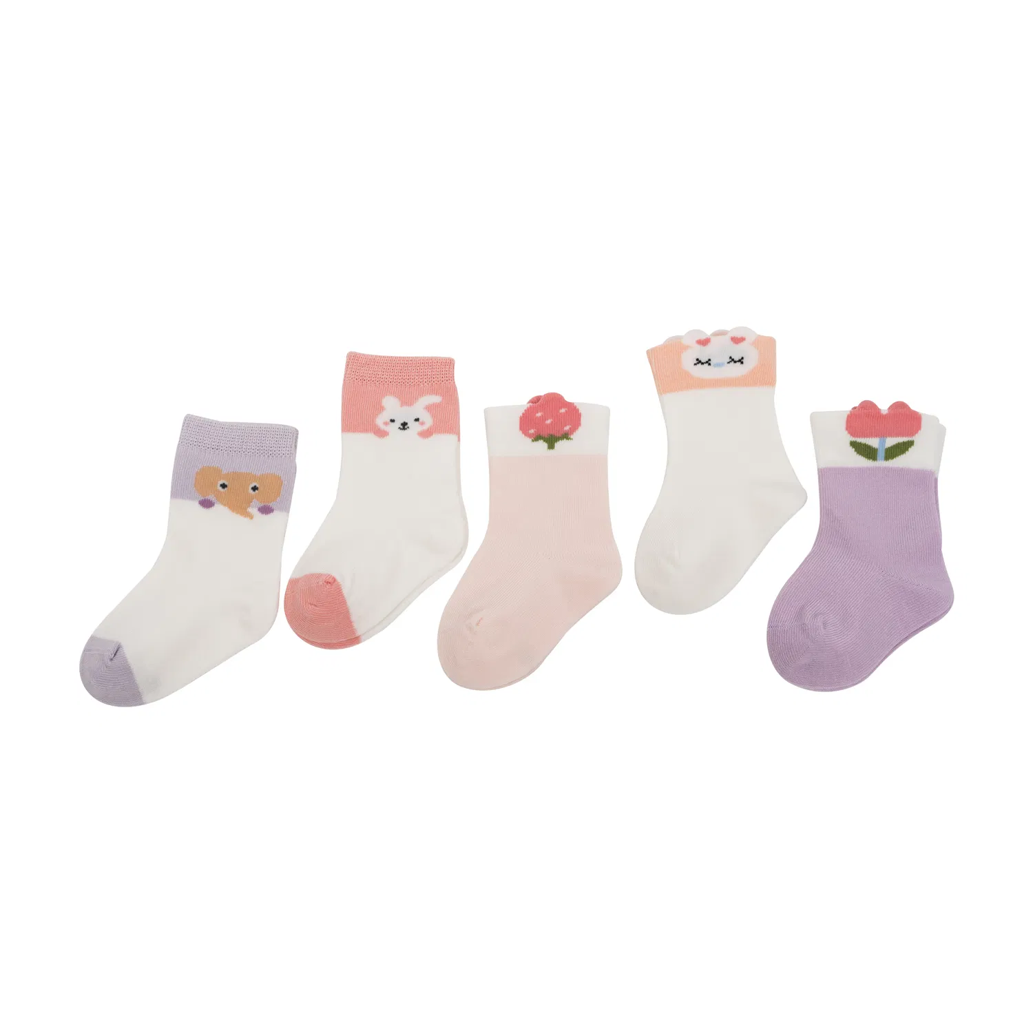 Novas Meias Exclusivas em Alta Venda Baixo MOQ Personalizadas Listradas em Rosa com Ponto e Padrão de Coração Fofas para Crianças Bebês Meias Diárias