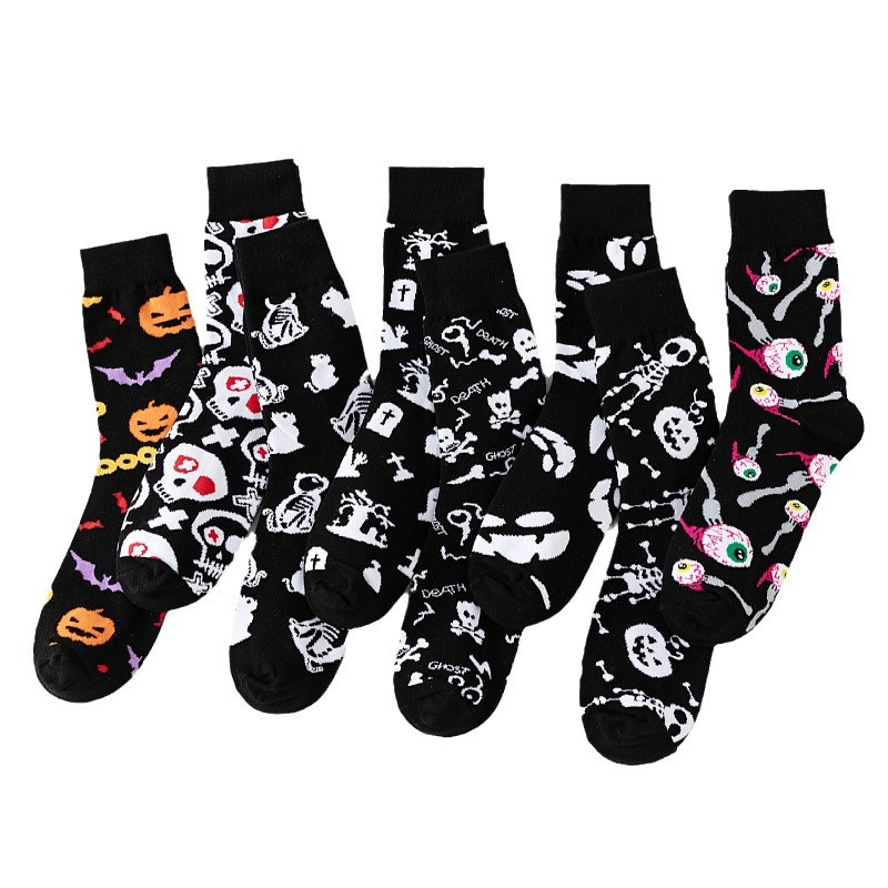Customizable Black Cool Patterns Printed Pure Cotton Short Socks