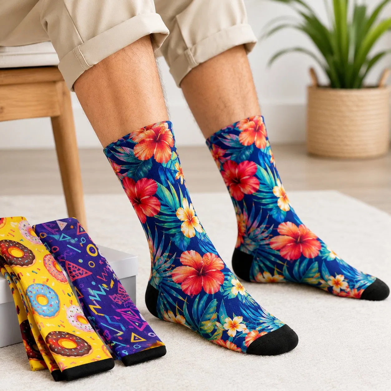 Custom Polyester 3D 360 Degree Digital Printed Socks Mens Fashion Sumblimation Printing Crew Socks