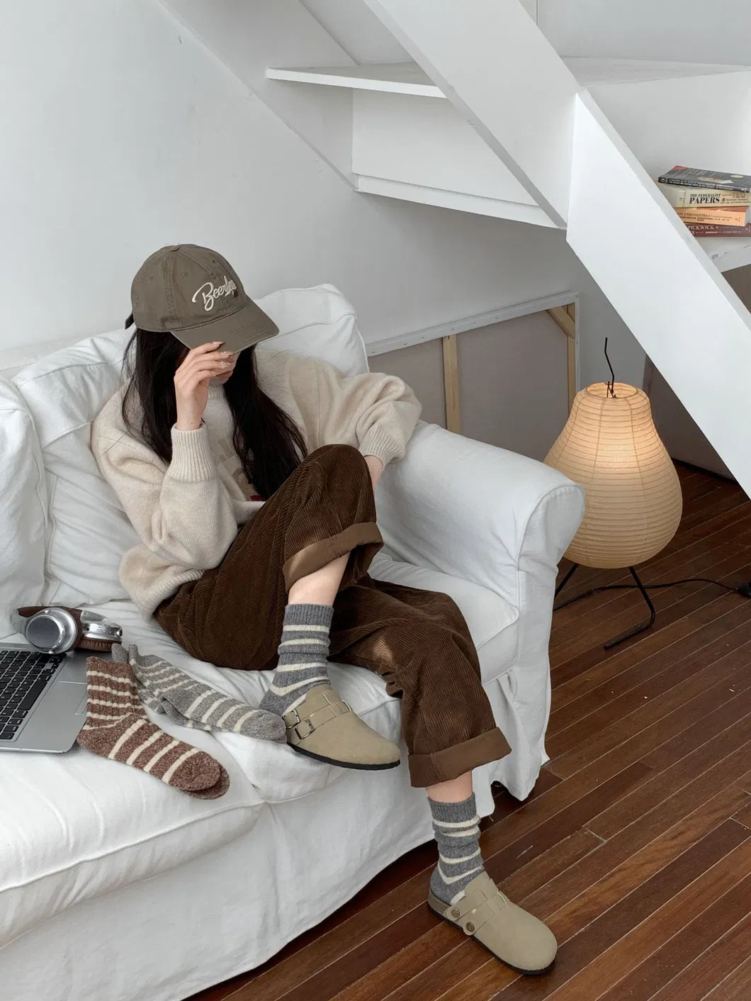 Meias de inverno retro listradas 3