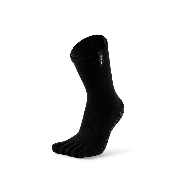 Meias de Calf Médio de Compressão Micro Antiderrapante para Dança Profissional Yogahigh para Fitness em Preto, Branco e Cinza