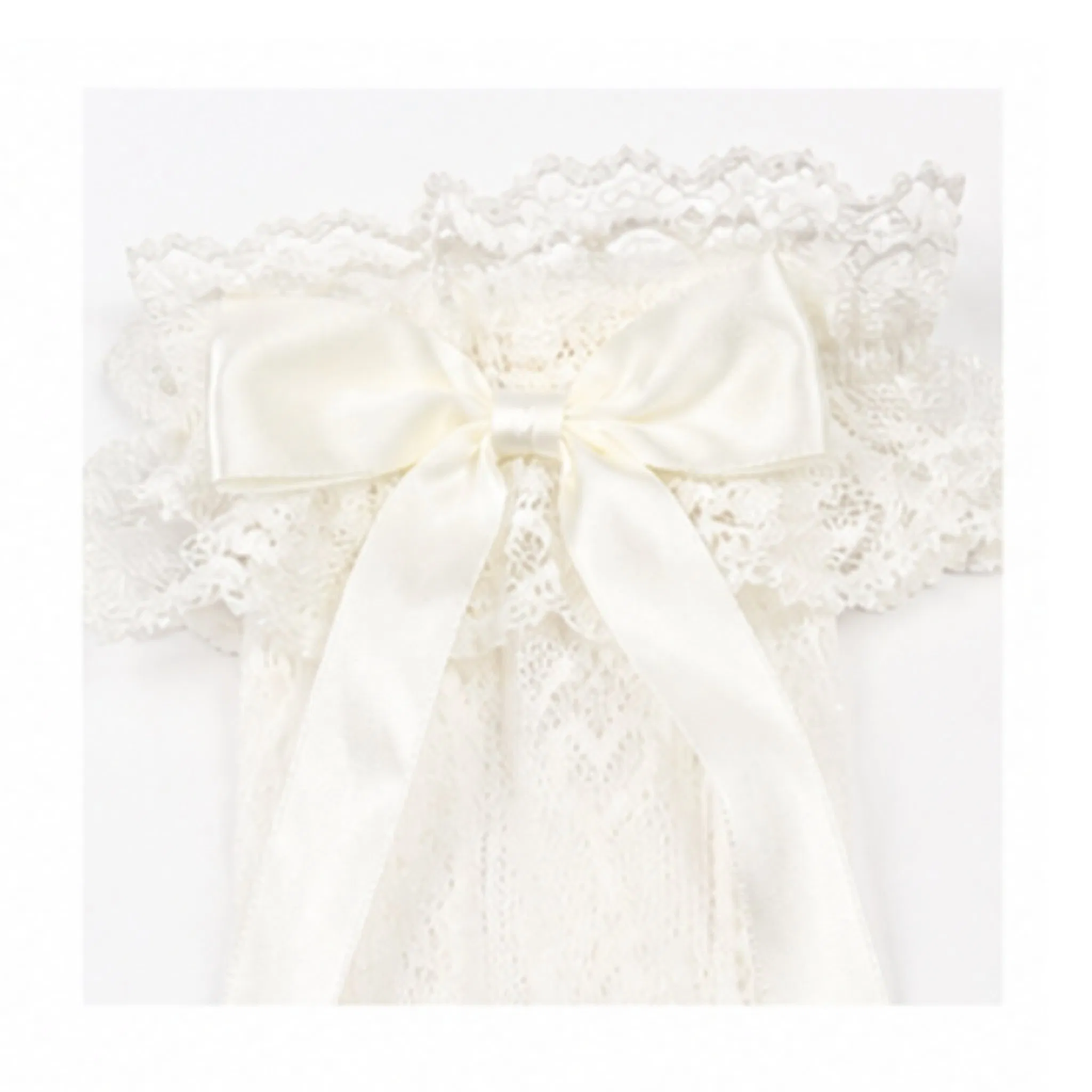 Meias de Crochê Brancas Altas com Renda e Laço de Cetim para Meninas, Meias de Princesa para Vestido, Disponíveis em Estoque e Personalizáveis