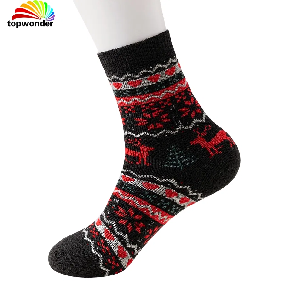 Meia Térmica Grossa de Inverno com Design de Rena de Natal 5