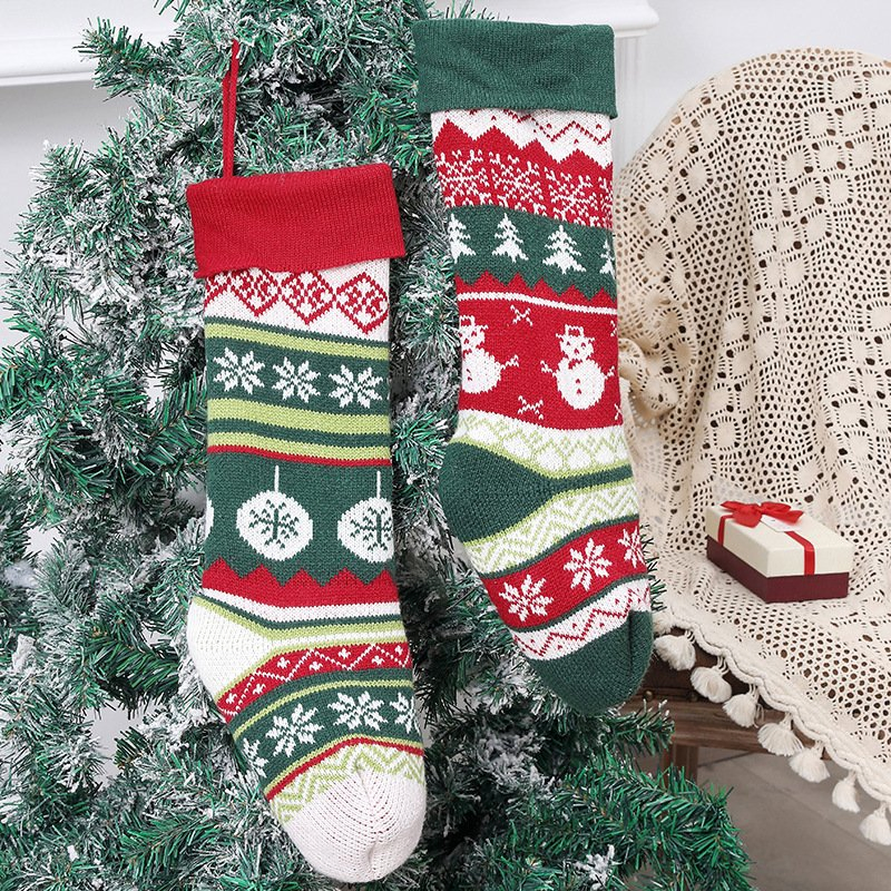 Presentes de tricô para crianças, meias de Natal