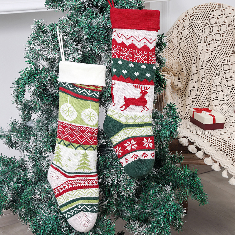 Presentes de tricô para crianças, meias de Natal