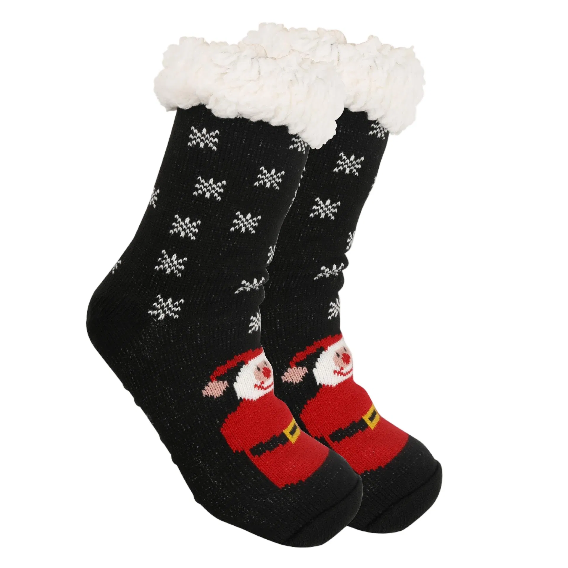 Meias de Natal para Mulheres com Grip Térmicas Quentes Felpudas Forradas de Fleece para Dormir