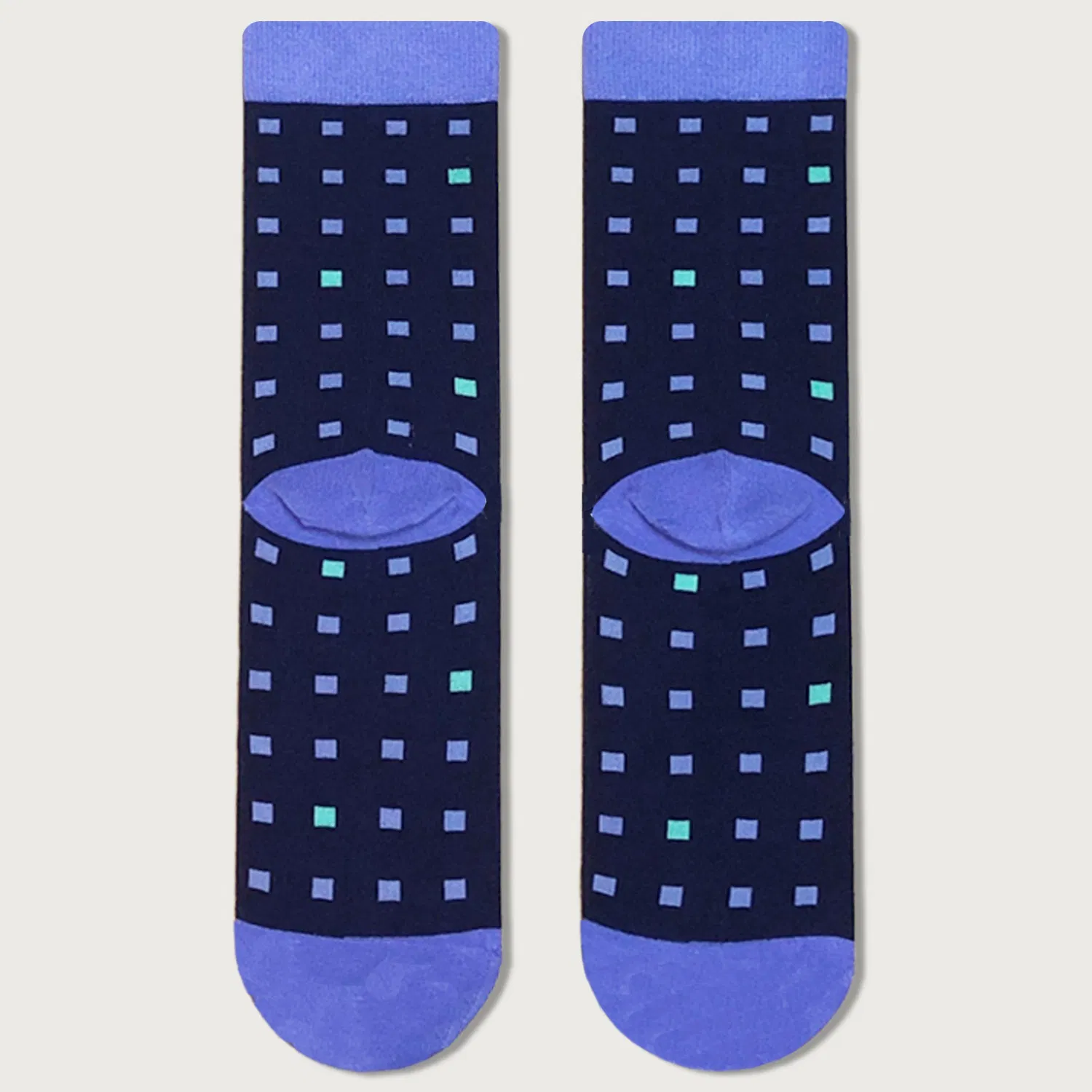 Meias de Algodão com Padrão de Pontos em Azul Marinho, Personalizadas para Negócios, Casuais e para Vestir até o Meio da Panturrilha