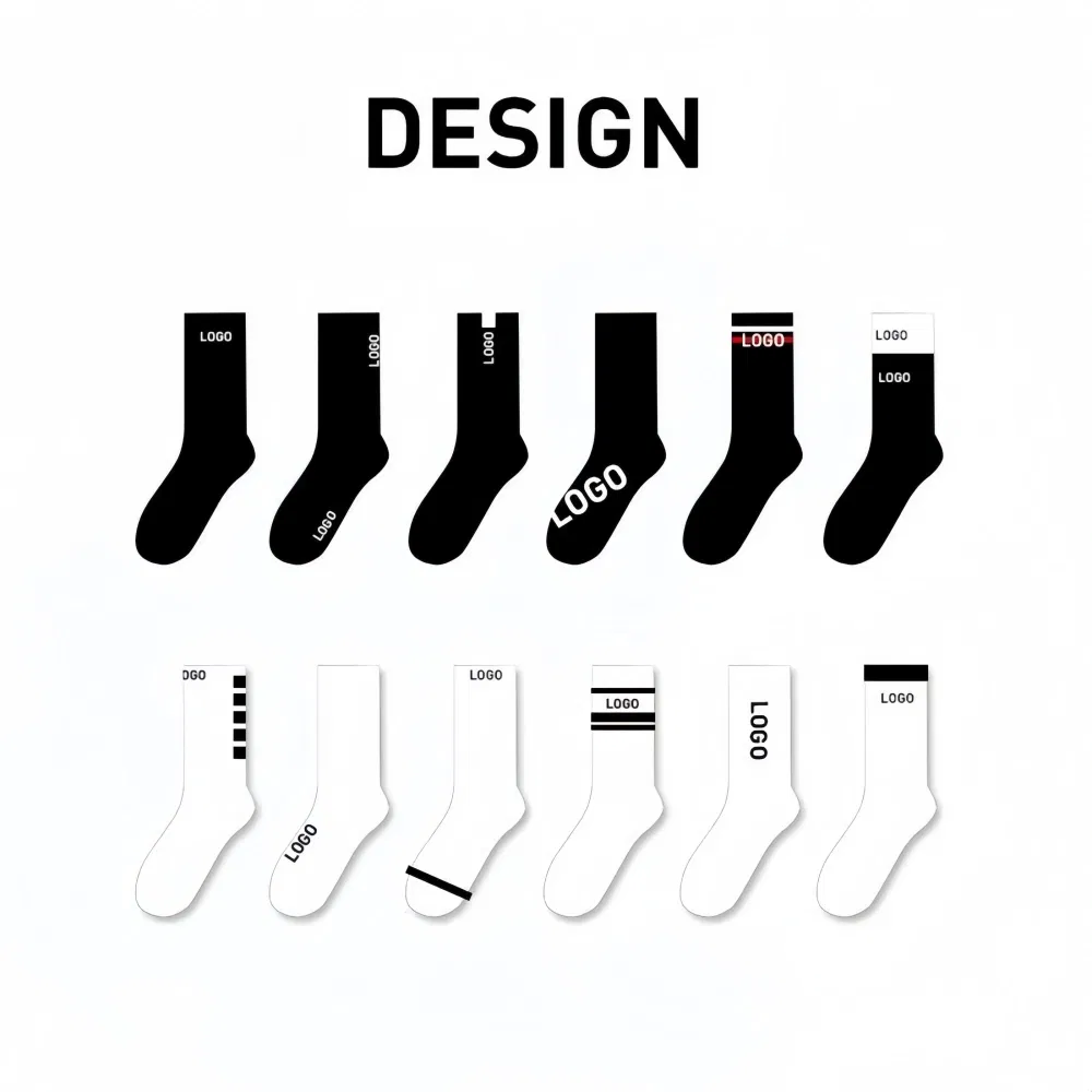 Meias esportivas personalizadas unissex com listras, bordado de logotipo atlético, cano curto, OEM, designer, compressão em algodão para homens