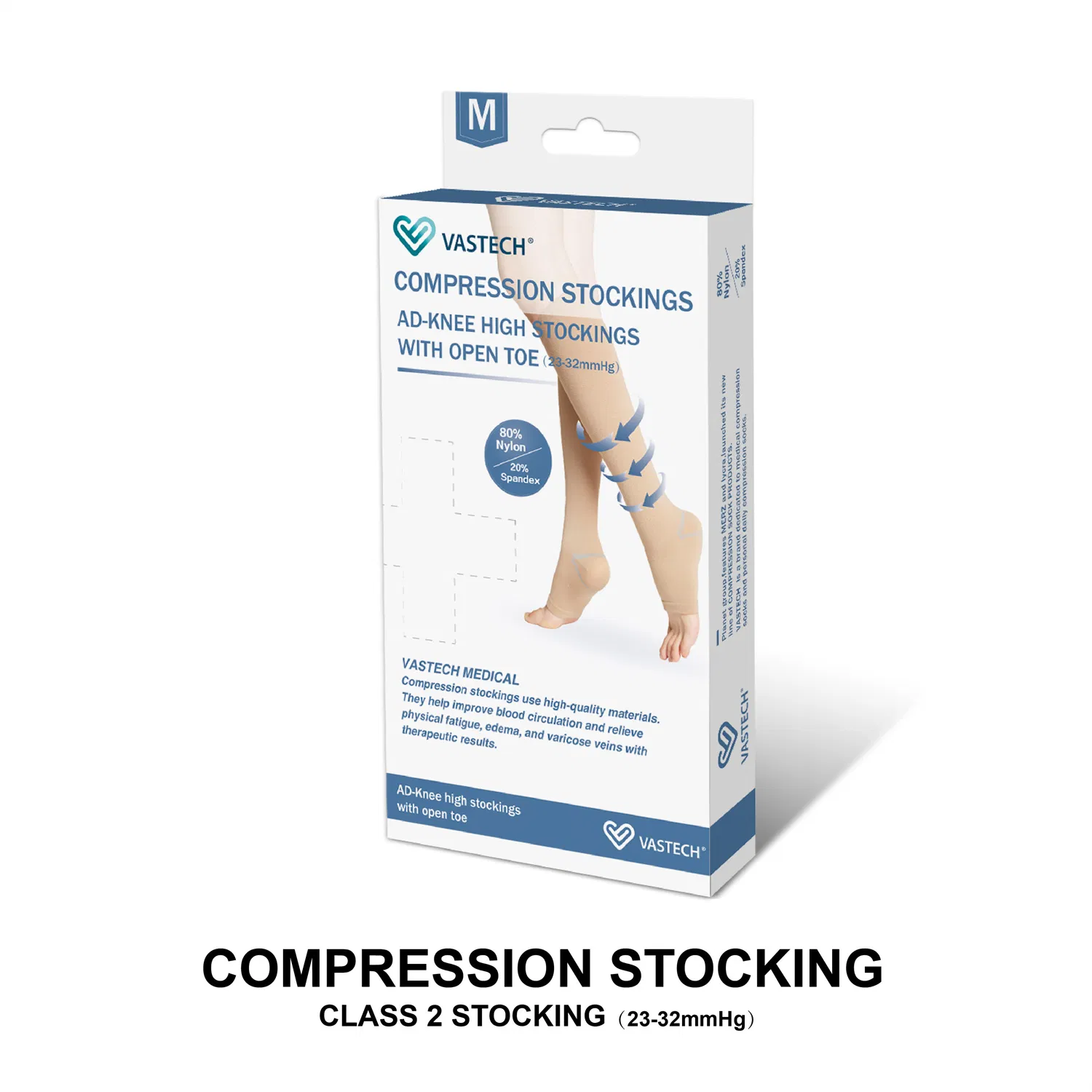 Meias de Compressão Médica Abertas para Recuperação Muscular Certificadas pela FDA CE ISO 15-21mmhg Meias de Compressão Anti Varizes