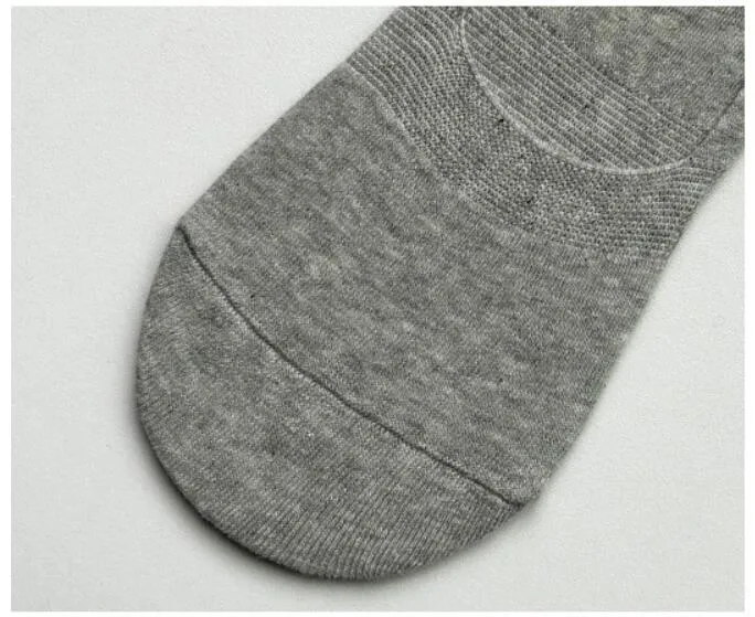 Meias de barco invisíveis de silicone antiderrapantes para homens de verão, meias de algodão respiráveis até o tornozelo