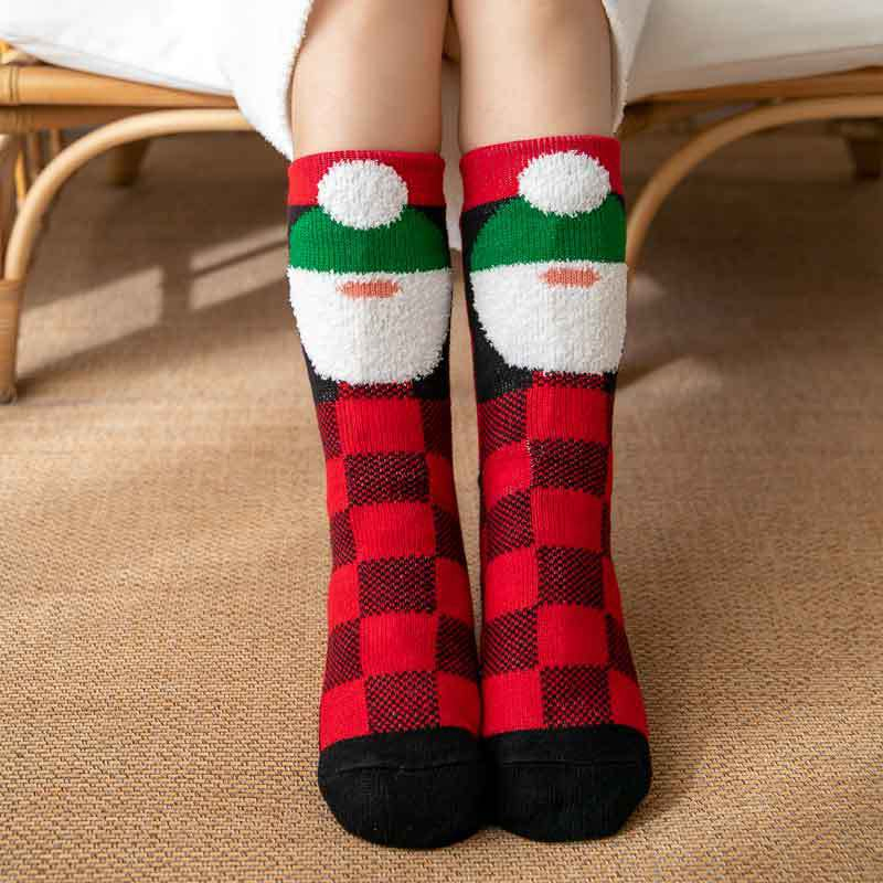 Meias de Lã Sherpa Térmicas Ultra Macias para o Inverno Natalino Antiderrapantes