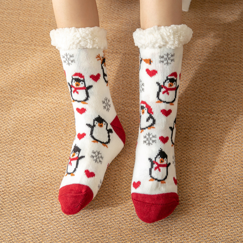 Meias de Lã Sherpa Térmicas Ultra Macias para o Inverno Natalino Antiderrapantes