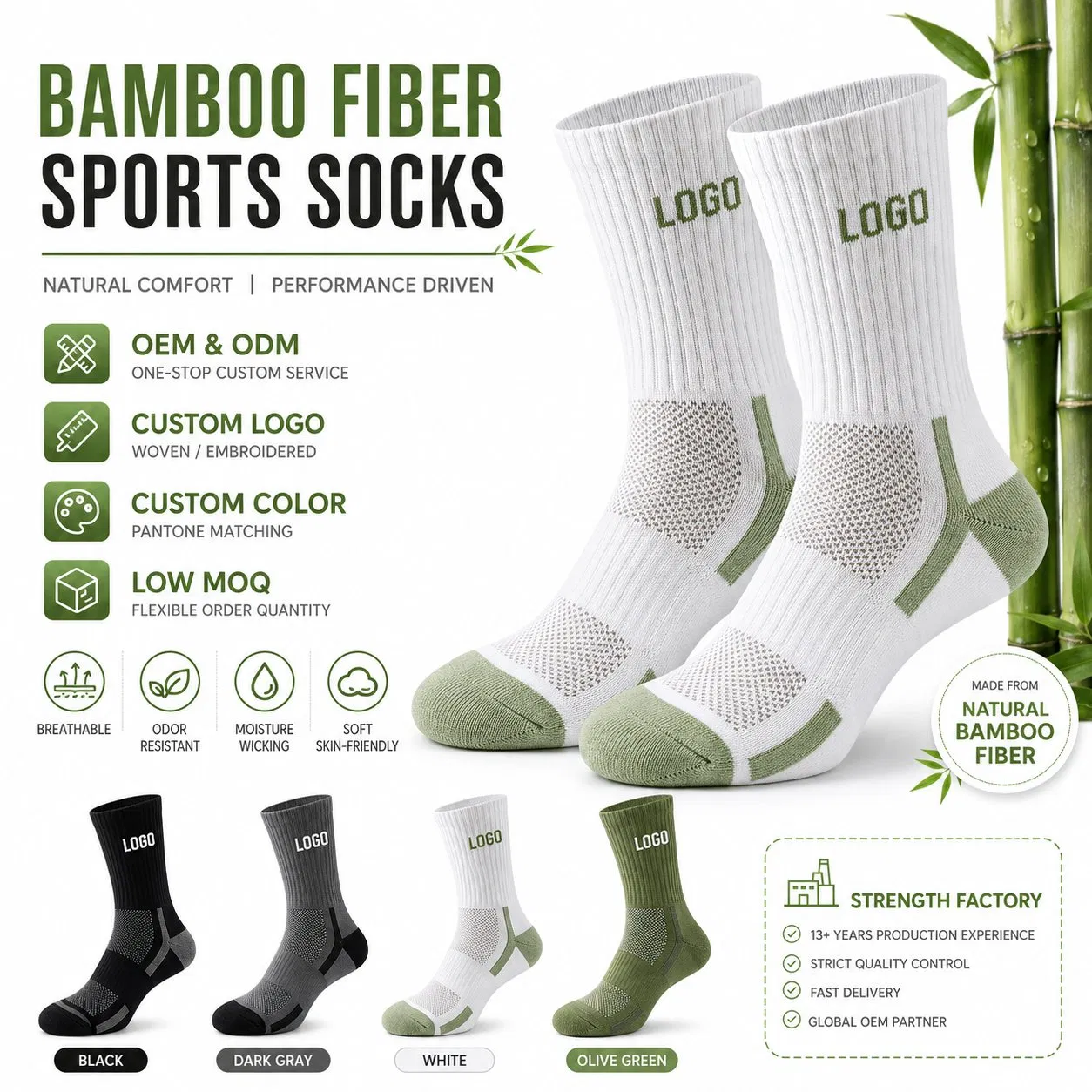 Calcetines Personalizados Custom Logo Dress Bamboo Business Men Premium Cotton Bamboo Socks