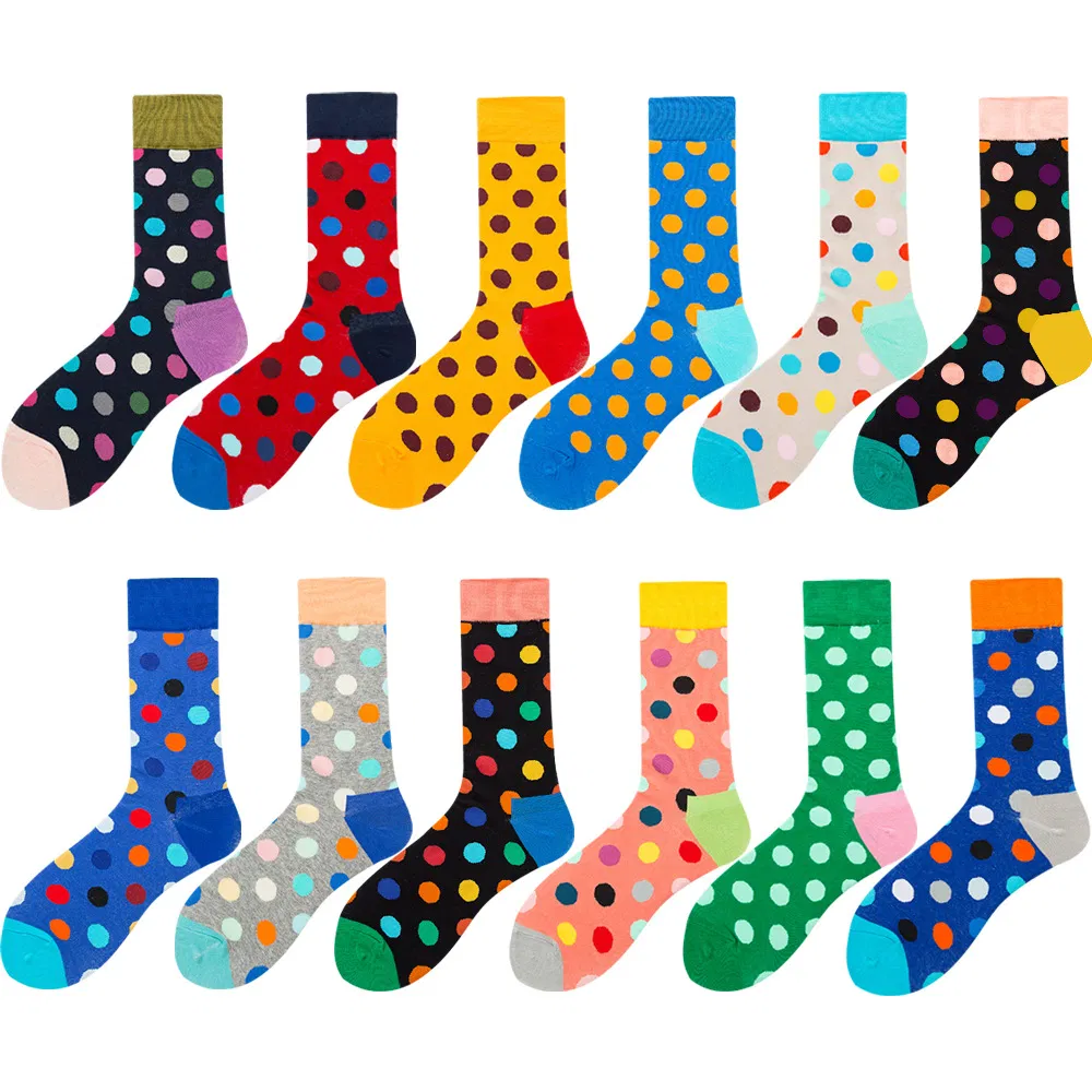 Meias de designer engraçadas e malucas por atacado, meias fashion personalizadas com logo, meias de algodão de novidade, meias elegantes tubulares, meias de vestir felizes
