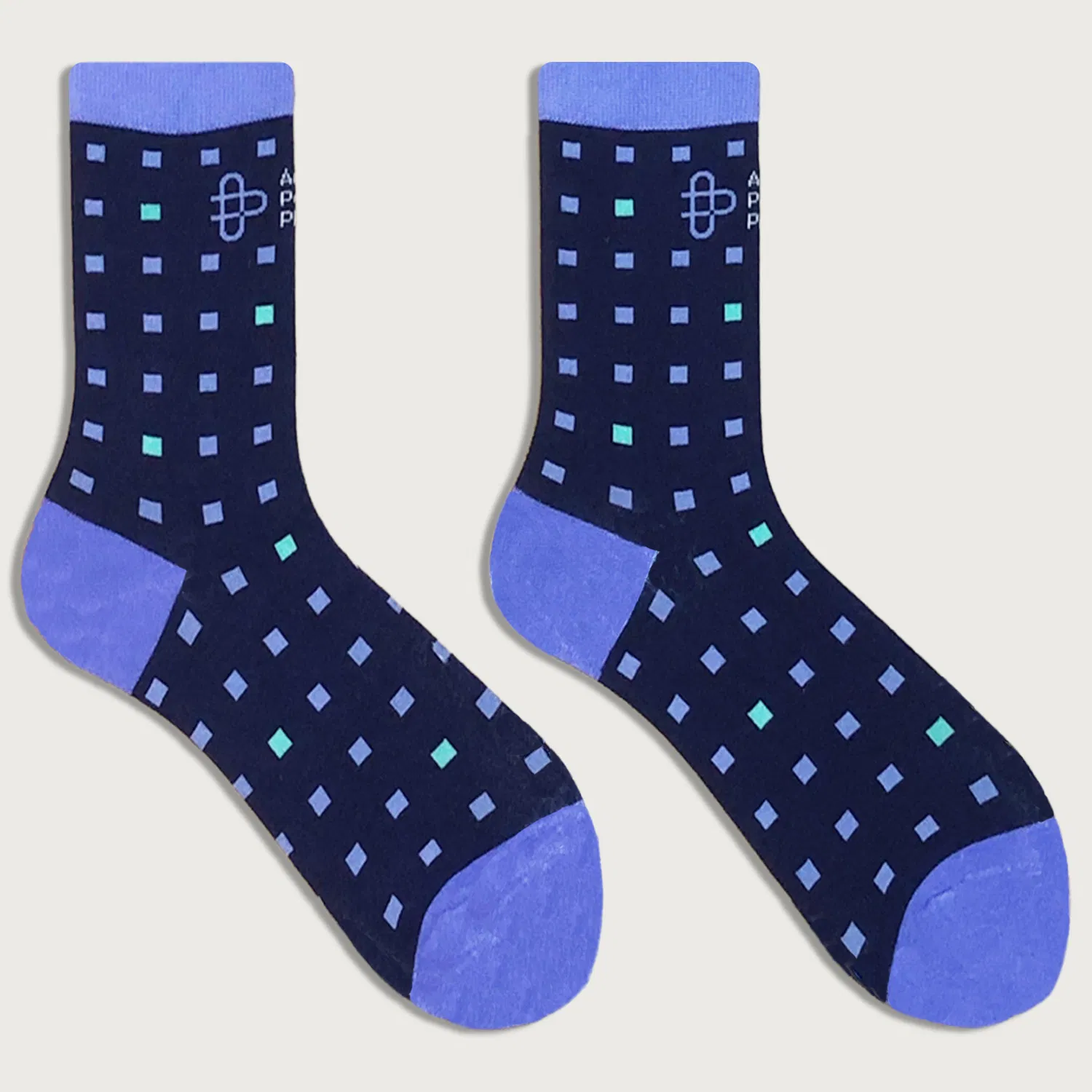 Meias de Algodão com Padrão de Pontos em Azul Marinho, Personalizadas para Negócios, Casuais e para Vestir até o Meio da Panturrilha