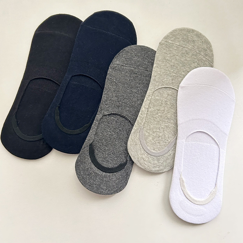 Meias de barco invisíveis de silicone antiderrapantes para homens de verão, meias de algodão respiráveis até o tornozelo