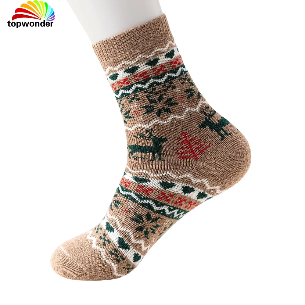 Meia Térmica Grossa de Inverno com Design de Rena de Natal 8