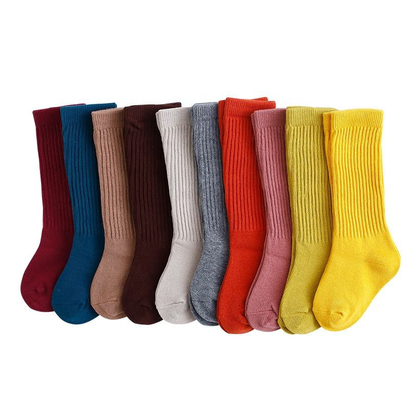 Xianghui New Children's Cotton Middle Tube Baby empilhado de boca solta Estudante Meias compridas