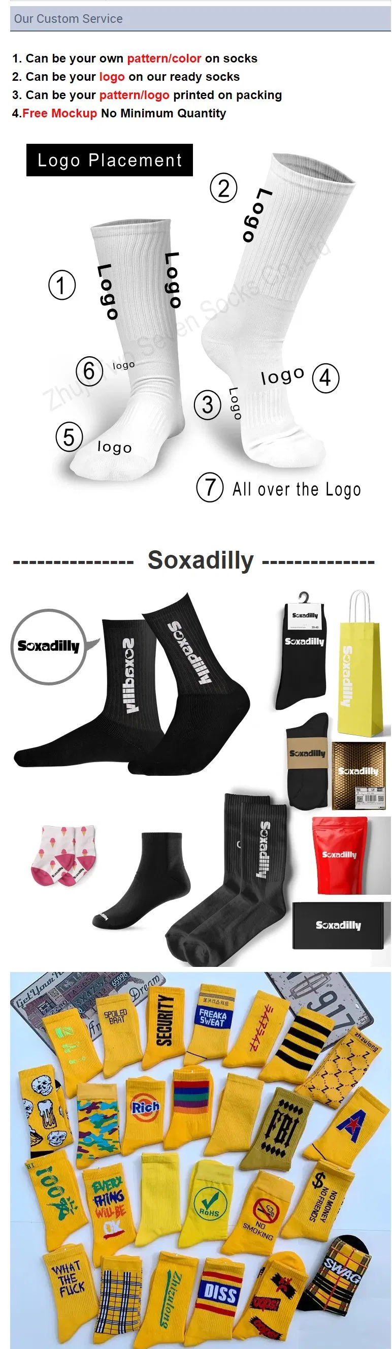 Fabricante Meias Personalizadas de Bambu Cardado Imprima Seu Próprio Design de Logo Meias de Algodão para Esporte