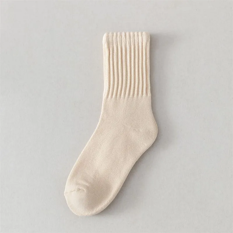 Meias Casuais de Inverno Simples para Homens e Mulheres, Grossas, de Algodão Penteado, Meias de Cano Médio