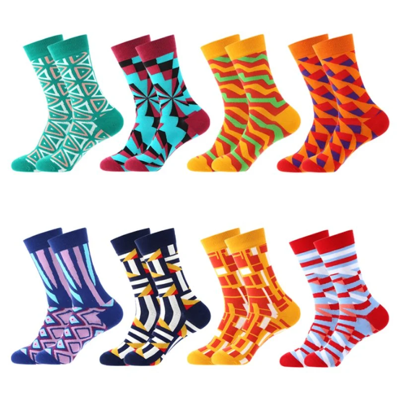 Meias de Algodão Personalizadas por Atacado 100 Moda Designer Felizes Meias Masculinas Crew Personalizadas OEM Melhor Novidade Divertidas Coloridas Engraçadas Meias de Algodão de Bambu