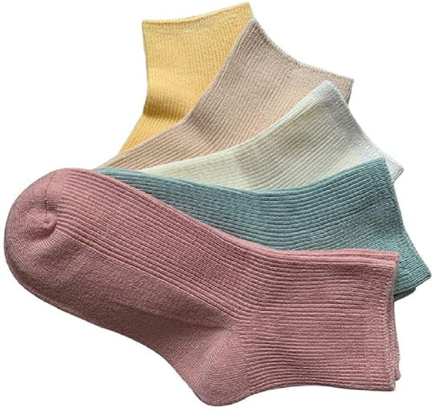 Meias Crew para Crianças em Bambu Stretch Respirável Menino Menina 5 Pares Meias de Esporte Tricotadas