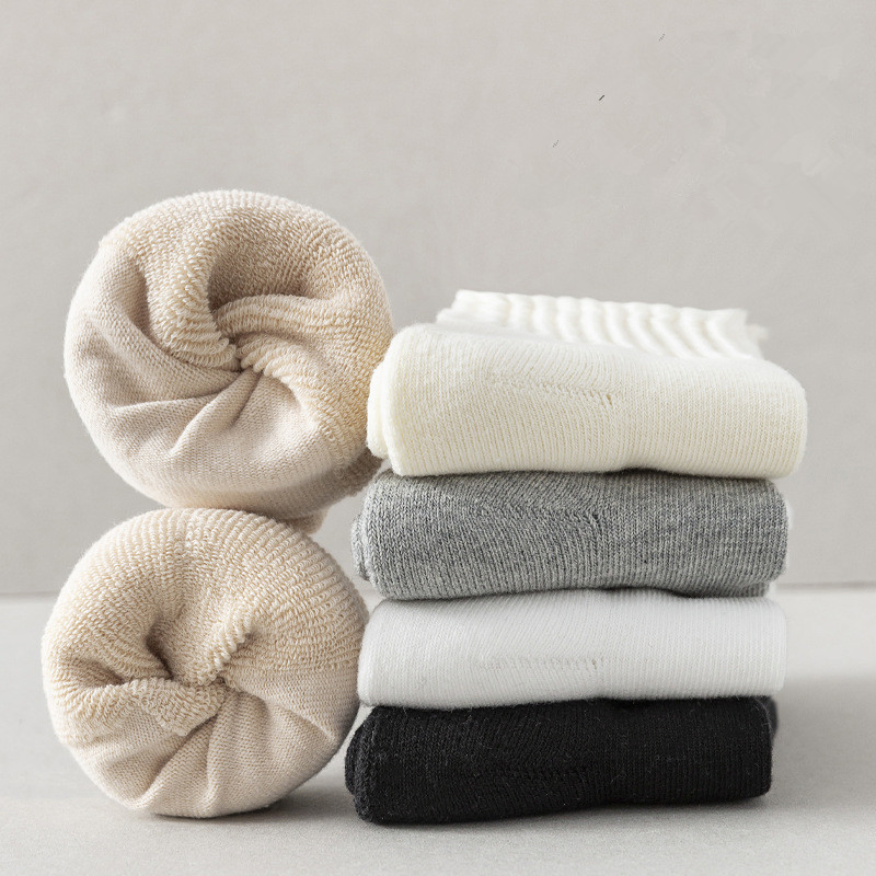 Meias Casuais de Inverno Simples para Homens e Mulheres, Grossas, de Algodão Penteado, Meias de Cano Médio