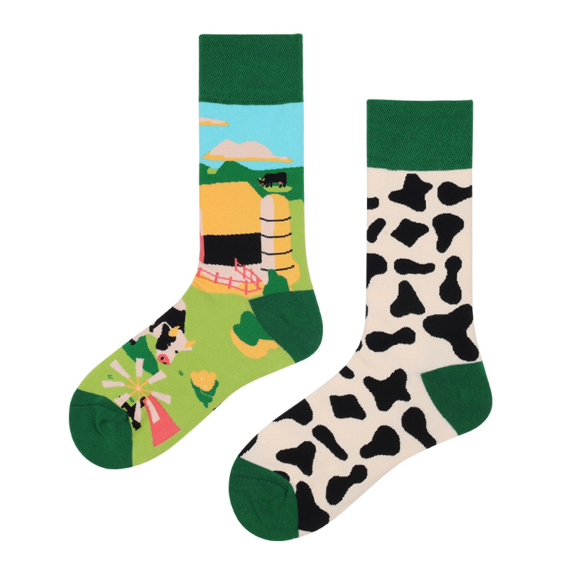 Meias Felizes de Algodão Coloridas de Natal com Personagem, Design Assimétrico Personalizado por Atacado Xianghui