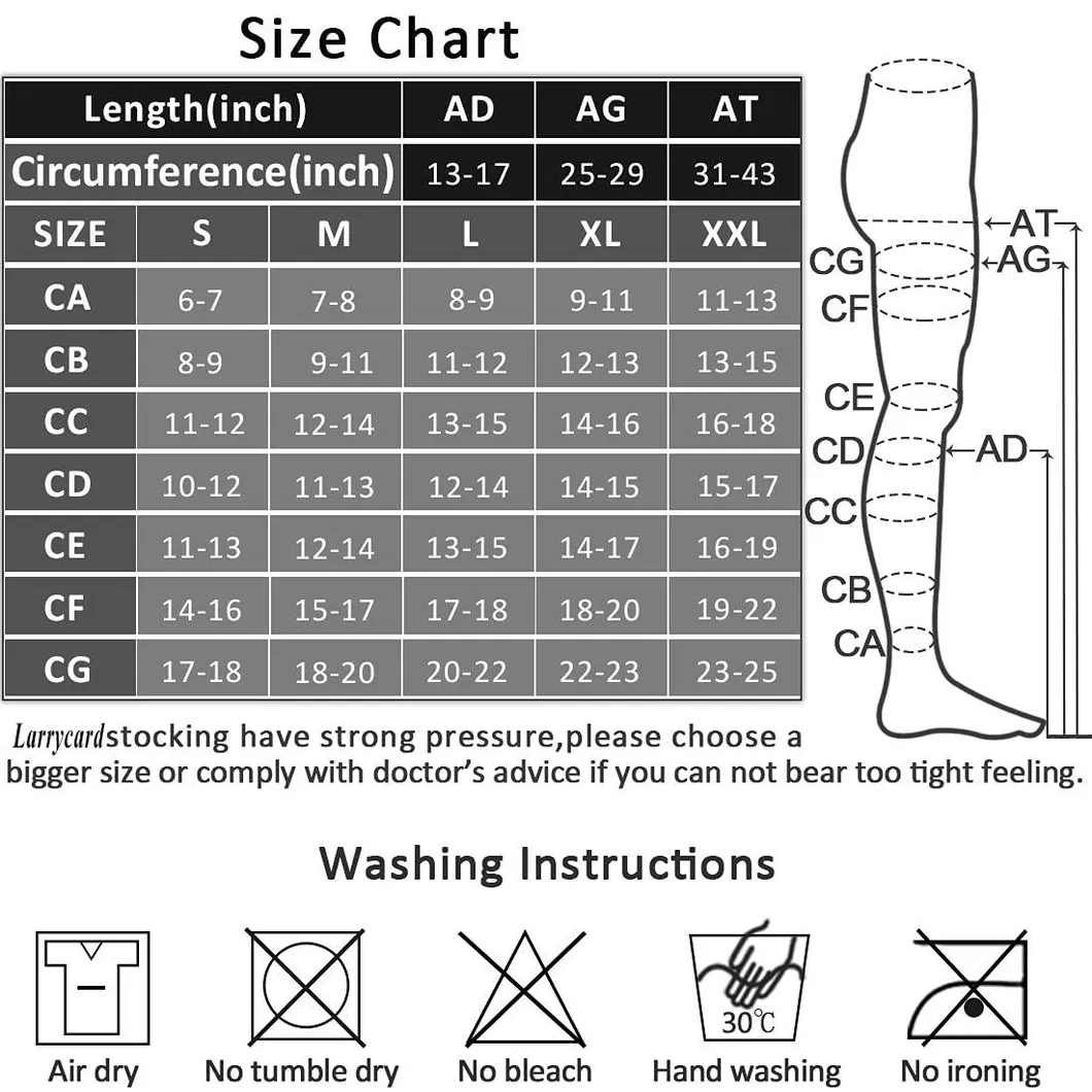Meia de Compressão Alta para Panturrilha Plus Size 20-30 Mmhg Antitrombo Enfermeiro Unissex Firme Alta Medical Grade