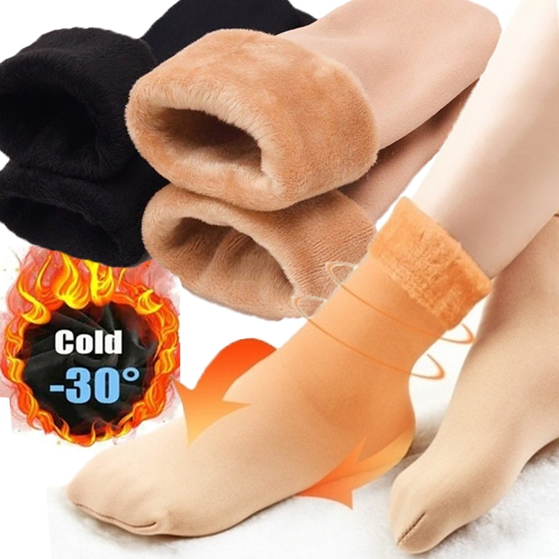 Meias Curtas Térmicas de Lã de Cashmere para Mulheres, Quentes e Grossas, Meias de Veludo para Botas de Neve, Meias para o Lar, Calcetines Mujer